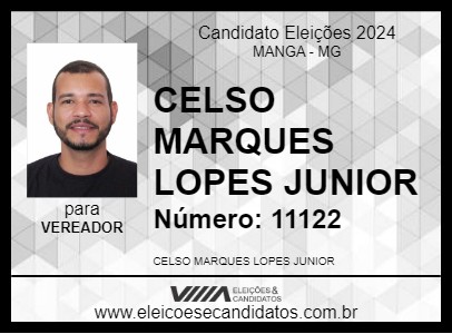 Candidato CELSO MARQUES LOPES JUNIOR 2024 - MANGA - Eleições