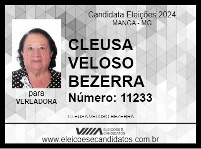 Candidato CLEUSA VELOSO BEZERRA 2024 - MANGA - Eleições