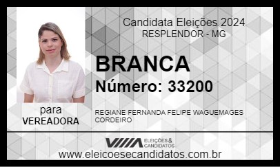 Candidato BRANCA 2024 - RESPLENDOR - Eleições