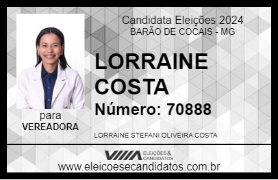 Candidato LORRAINE COSTA 2024 - BARÃO DE COCAIS - Eleições