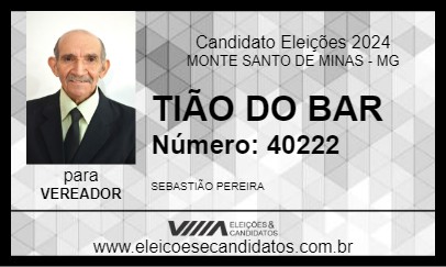 Candidato TIÃO DO BAR 2024 - MONTE SANTO DE MINAS - Eleições