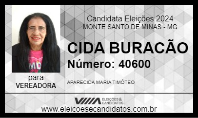 Candidato CIDA BURACÃO 2024 - MONTE SANTO DE MINAS - Eleições