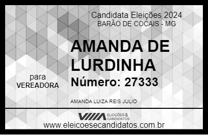 Candidato AMANDA DE LURDINHA 2024 - BARÃO DE COCAIS - Eleições