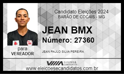 Candidato JEAN BMX 2024 - BARÃO DE COCAIS - Eleições