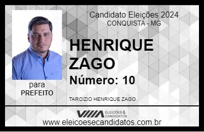 Candidato HENRIQUE ZAGO 2024 - CONQUISTA - Eleições