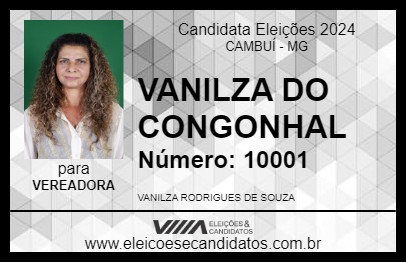 Candidato VANILZA DO CONGONHAL 2024 - CAMBUÍ - Eleições