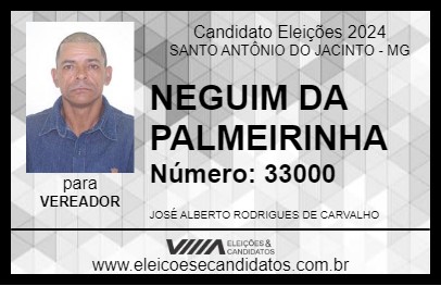 Candidato NEGUIM DA PALMEIRINHA 2024 - SANTO ANTÔNIO DO JACINTO - Eleições