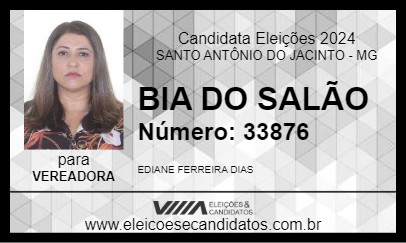 Candidato BIA DO SALÃO 2024 - SANTO ANTÔNIO DO JACINTO - Eleições