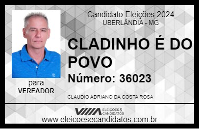 Candidato CLAUDINHO É DO POVO 2024 - UBERLÂNDIA - Eleições