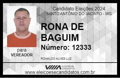 Candidato RONA DE BAGUIM 2024 - SANTO ANTÔNIO DO JACINTO - Eleições