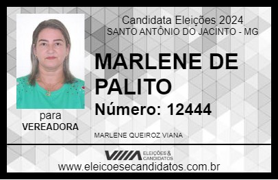 Candidato MARLENE DE PALITO 2024 - SANTO ANTÔNIO DO JACINTO - Eleições