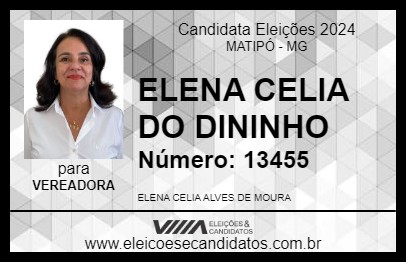 Candidato ELENA CELIA DO DININHO 2024 - MATIPÓ - Eleições