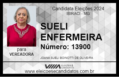 Candidato SUELI ENFERMEIRA 2024 - IBIRACI - Eleições