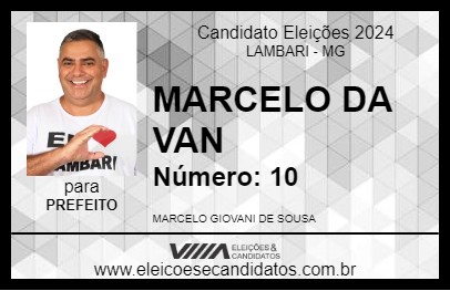 Candidato MARCELO DA VAN 2024 - LAMBARI - Eleições