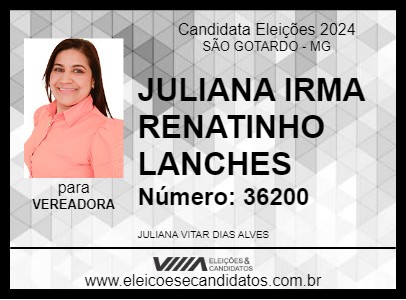 Candidato JULIANA IRMA RENATINHO LANCHES 2024 - SÃO GOTARDO - Eleições