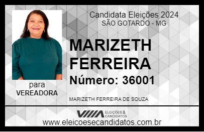 Candidato MARIZETH FERREIRA 2024 - SÃO GOTARDO - Eleições