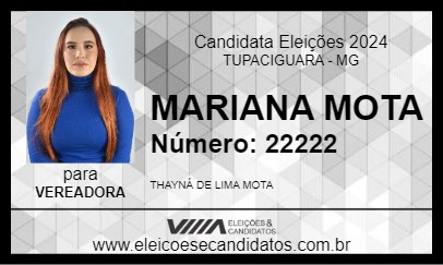 Candidato MARIANA MOTA 2024 - TUPACIGUARA - Eleições