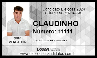 Candidato CLAUDINHO 2024 - OLÍMPIO NORONHA - Eleições