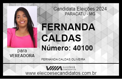 Candidato FERNANDA CALDAS 2024 - PARACATU - Eleições