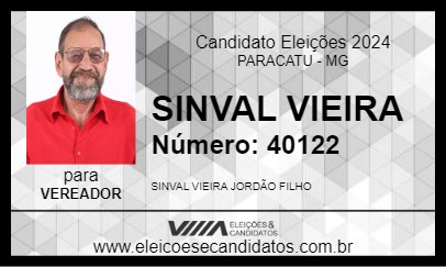 Candidato SINVAL VIEIRA 2024 - PARACATU - Eleições