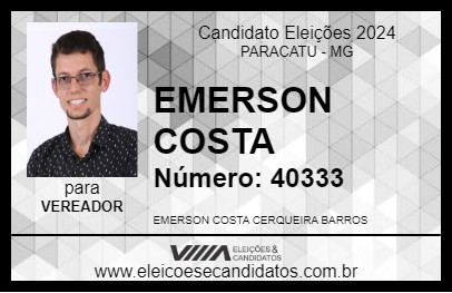 Candidato EMERSON COSTA 2024 - PARACATU - Eleições