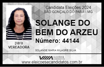 Candidato SOLANGE DO BEM DO ARZEU 2024 - SÃO GONÇALO DO PARÁ - Eleições