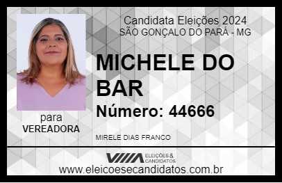 Candidato MICHELE DO BAR 2024 - SÃO GONÇALO DO PARÁ - Eleições