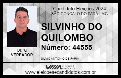 Candidato SILVINHO DO QUILOMBO 2024 - SÃO GONÇALO DO PARÁ - Eleições