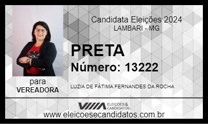 Candidato PRETA 2024 - LAMBARI - Eleições