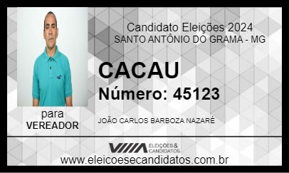 Candidato CACAU 2024 - SANTO ANTÔNIO DO GRAMA - Eleições