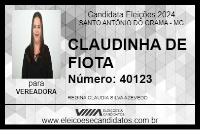 Candidato CLAUDINHA DE FIOTA 2024 - SANTO ANTÔNIO DO GRAMA - Eleições