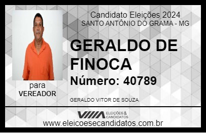 Candidato GERALDO DE FINOCA 2024 - SANTO ANTÔNIO DO GRAMA - Eleições