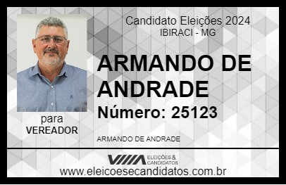 Candidato ARMANDO DE ANDRADE 2024 - IBIRACI - Eleições