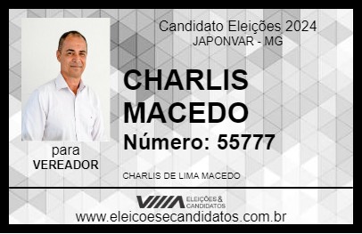 Candidato CHARLIS MACEDO 2024 - JAPONVAR - Eleições