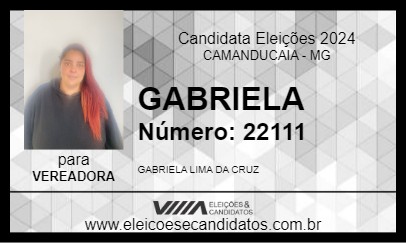 Candidato GABRIELA 2024 - CAMANDUCAIA - Eleições