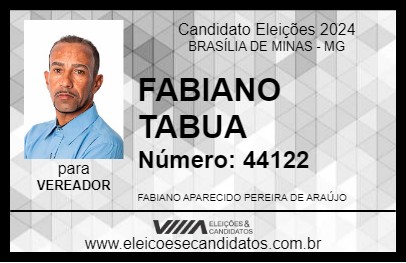 Candidato FABIANO TABUA 2024 - BRASÍLIA DE MINAS - Eleições