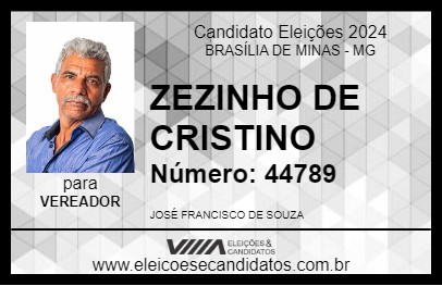 Candidato ZEZINHO DE CRISTINO 2024 - BRASÍLIA DE MINAS - Eleições