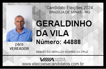 Candidato GERALDINHO DA VILA 2024 - BRASÍLIA DE MINAS - Eleições