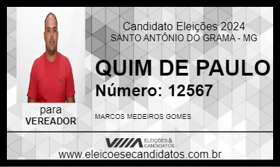 Candidato QUIM DE PAULO 2024 - SANTO ANTÔNIO DO GRAMA - Eleições