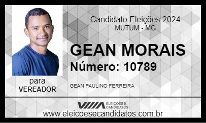 Candidato GEAN MORAIS 2024 - MUTUM - Eleições