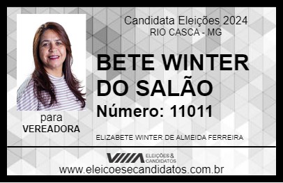 Candidato BETE WINTER DO SALÃO 2024 - RIO CASCA - Eleições