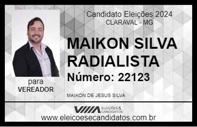 Candidato MAIKON SILVA RADIALISTA 2024 - CLARAVAL - Eleições