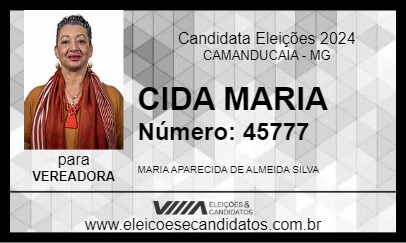 Candidato CIDA MARIA 2024 - CAMANDUCAIA - Eleições