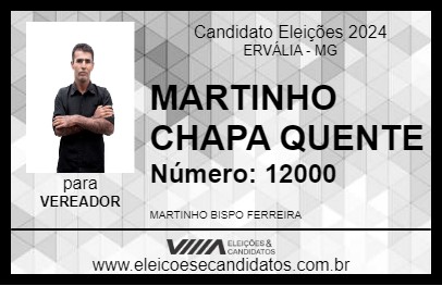 Candidato MARTINHO CHAPA QUENTE 2024 - ERVÁLIA - Eleições