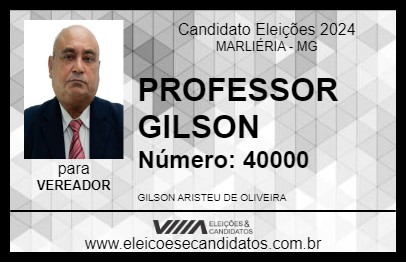 Candidato PROFESSOR GILSON 2024 - MARLIÉRIA - Eleições