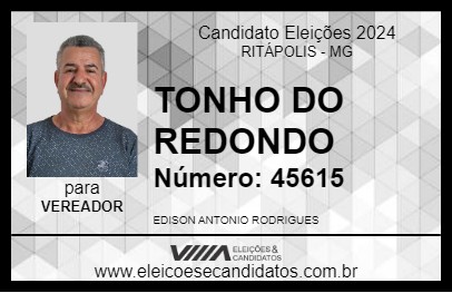 Candidato TONHO DO REDONDO 2024 - RITÁPOLIS - Eleições