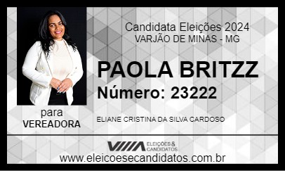 Candidato PAOLA BRITZZ 2024 - VARJÃO DE MINAS - Eleições