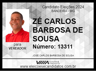 Candidato ZÉ CARLOS DO TIMORANTE 2024 - BANDEIRA - Eleições