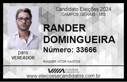 Candidato RANDER DOMINGUEIRA 2024 - CAMPOS GERAIS - Eleições