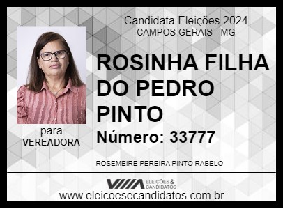 Candidato ROSINHA DO PEDRO PINTO 2024 - CAMPOS GERAIS - Eleições